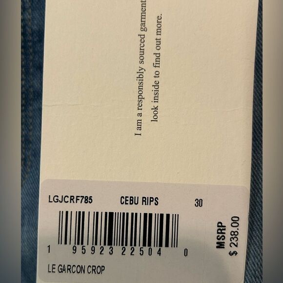 Frame Denim‎ Le Garcon crop Cebu raw hem denim blue jeans size 30 NEW - Picture 3 of 14